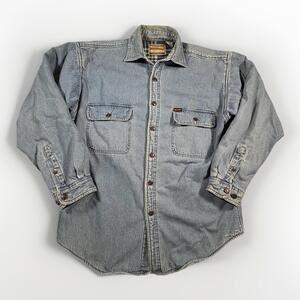 Vintage Wolverine Denim Shacket Mens Medium Blue Cotton Flannel Lined Workwear